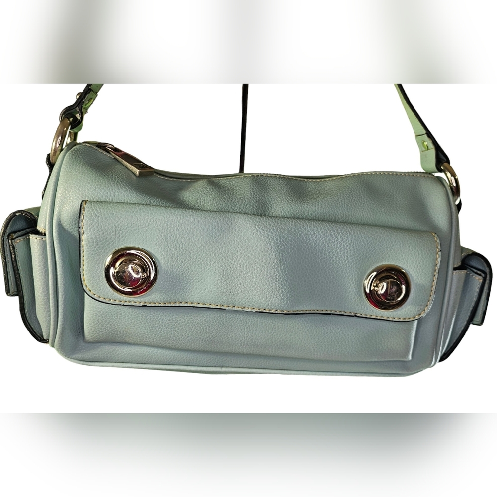 Blue Pebbled Purse Shoulder Bag Handbag - Picture 10 of 10